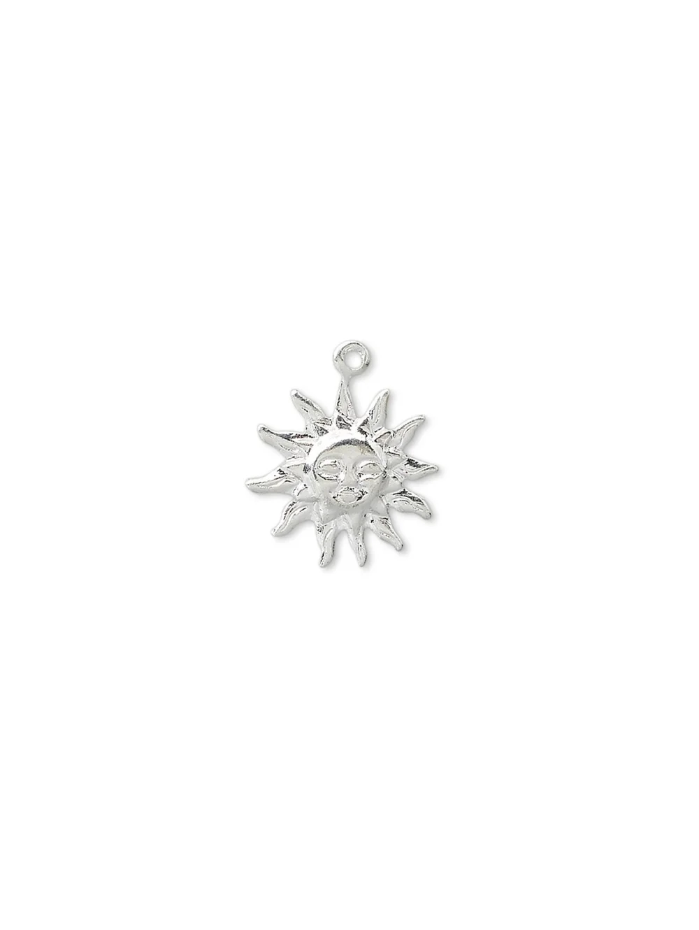 20 Silver Plated 12mm Smiling Sun Stamped Drops Charms Beads